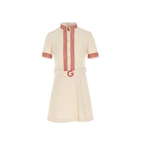 Gucci 40 Gucci Fine wool crepe dress white and red G blet mini dress